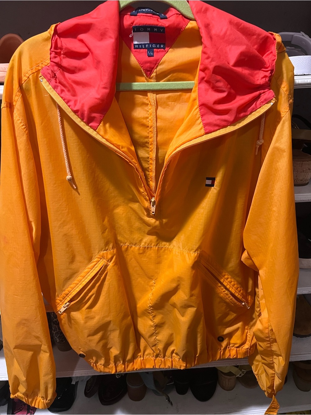 Tommy Hilfiger Orange Pullover Anorak with Red Hood